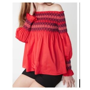 MAJE Lezky Off-the-shoulder Embroidered Top Sz 1